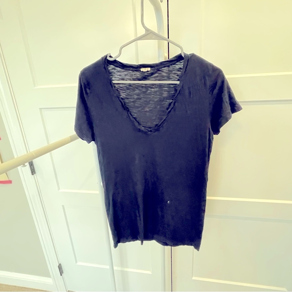 J Crew Navy Blue Rolled Neck Tee Size Medium